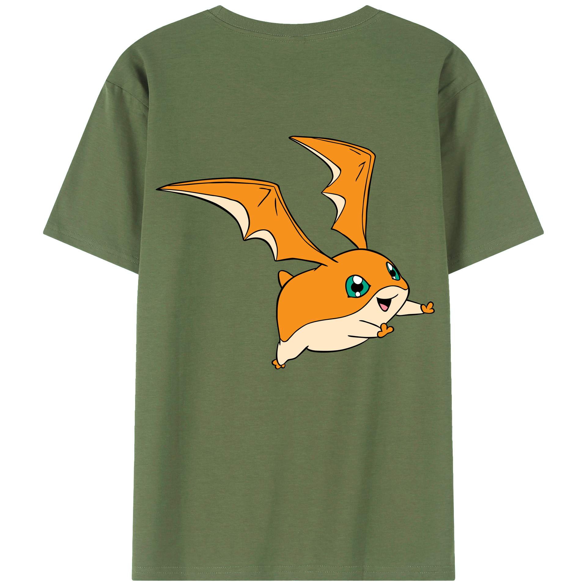 （画像用） Digimon デジタルモンスター/デジモン 綿100％ メンズ半袖Tシャツ（バックプリント） 通気性